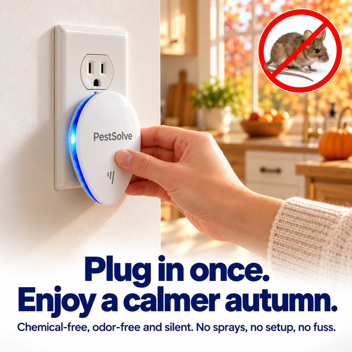 Plug in PestSolve once and enjoy a calmer autumn: chemical-free, odor-free and silent